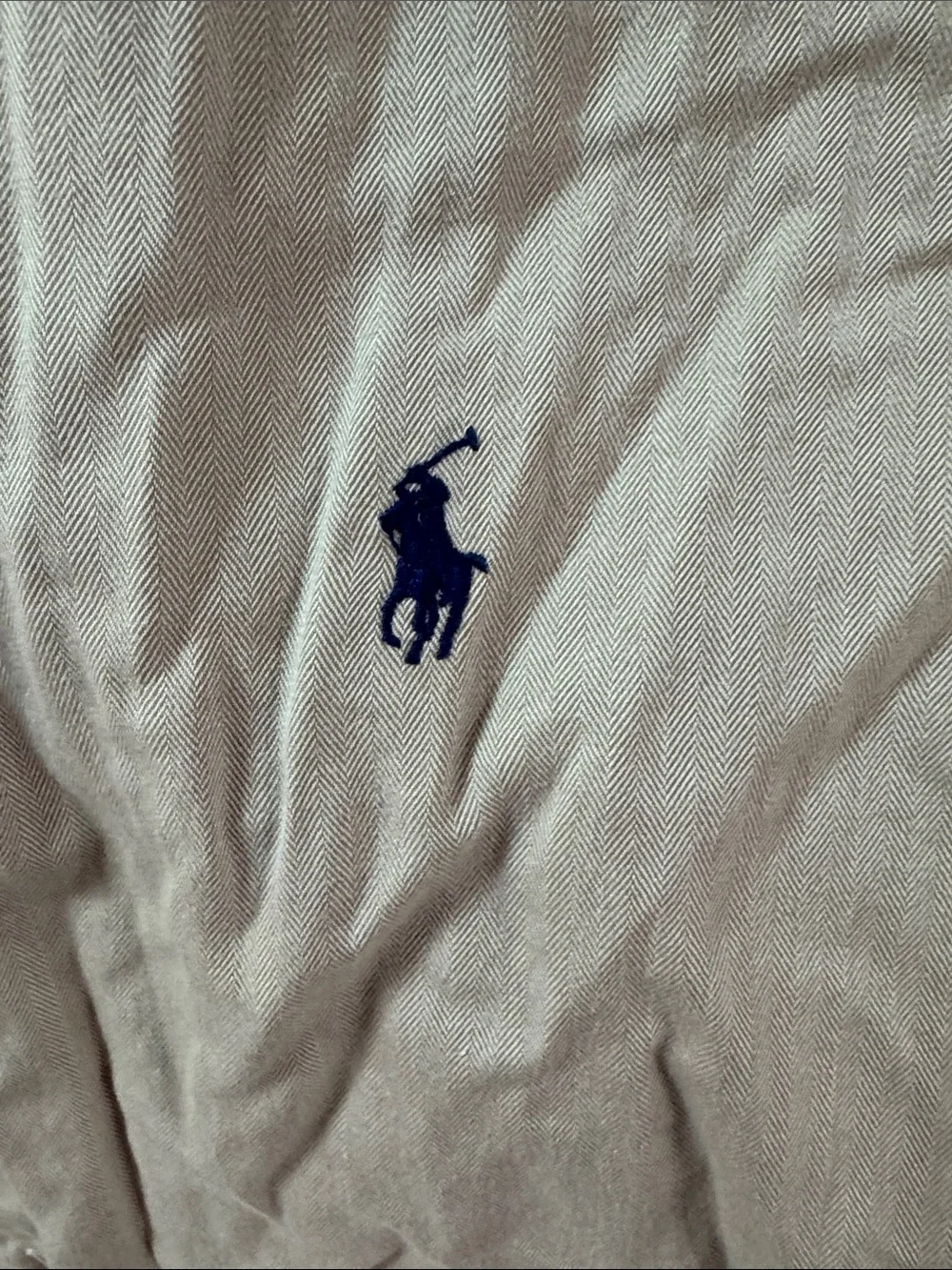 Polo by Ralph Lauren Button-Down Shirt in Light Tan with Navy Pony